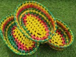 Palm Leaf Set Coloured Basket (Set of 3)