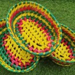 Palm Leaf Set Coloured Basket (Set of 3)