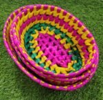 Palm Leaf Set Coloured Basket (Set of 3) - Image 5