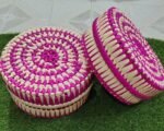 Handmade Palm Leaf Jewellery Box with Lid | Eco-Friendly Round Storage Box for Jewellery & Gifts - Image 3